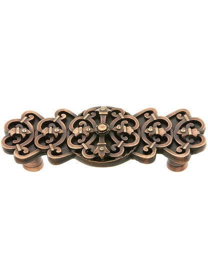 Chateau Drawer Pull - 3 inch Center to Center in Antique Copper.